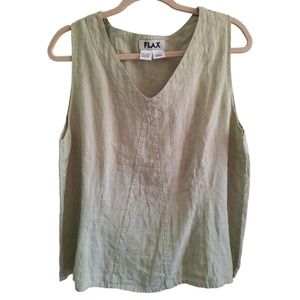 FLAX Light Green 100% Linen Spring Tank